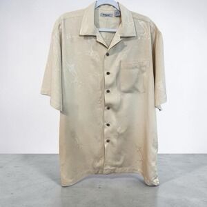 Brigata Men's Large Classic Shirt 100% Silk Hawaiian Tropical Beach Short Sleeve